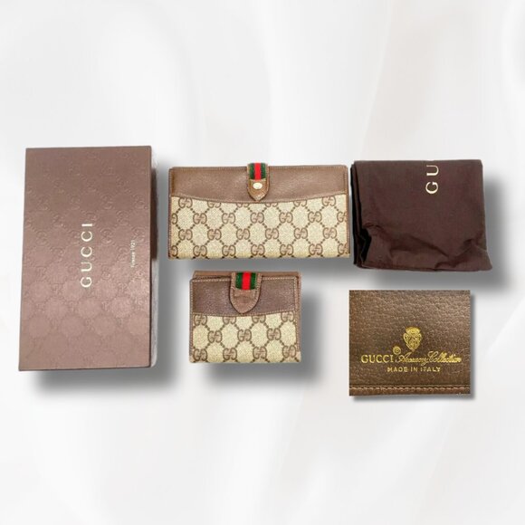 GUCCI GG SHERRY LINE BI-FOLD & LONG WALLET SET (2) β WITH BOX - Picture 3 of 11